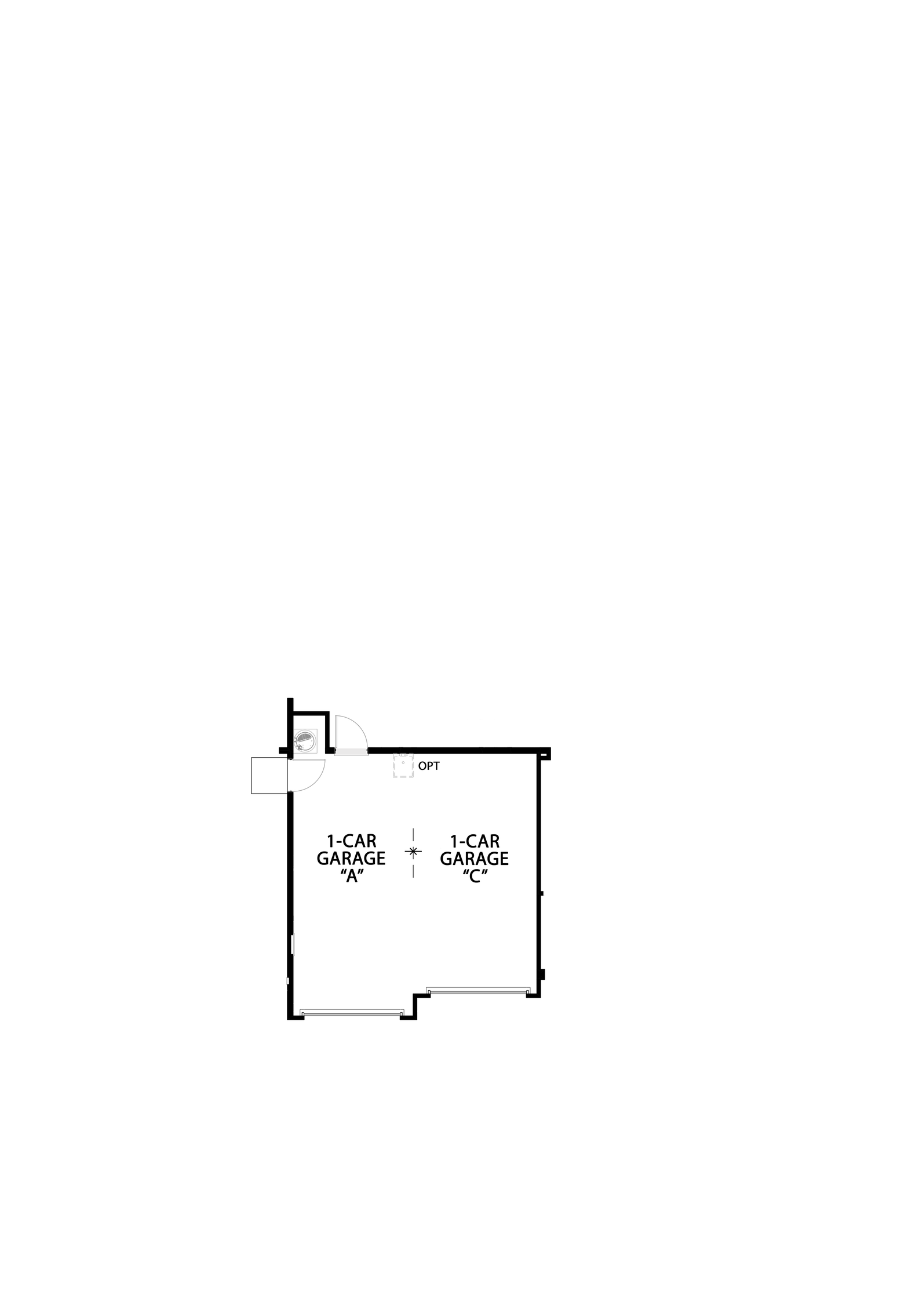 Garage C Option structural overlay — converts 3-car garage to a 2-car configuration, reducing square footage by 215 sq.ft.